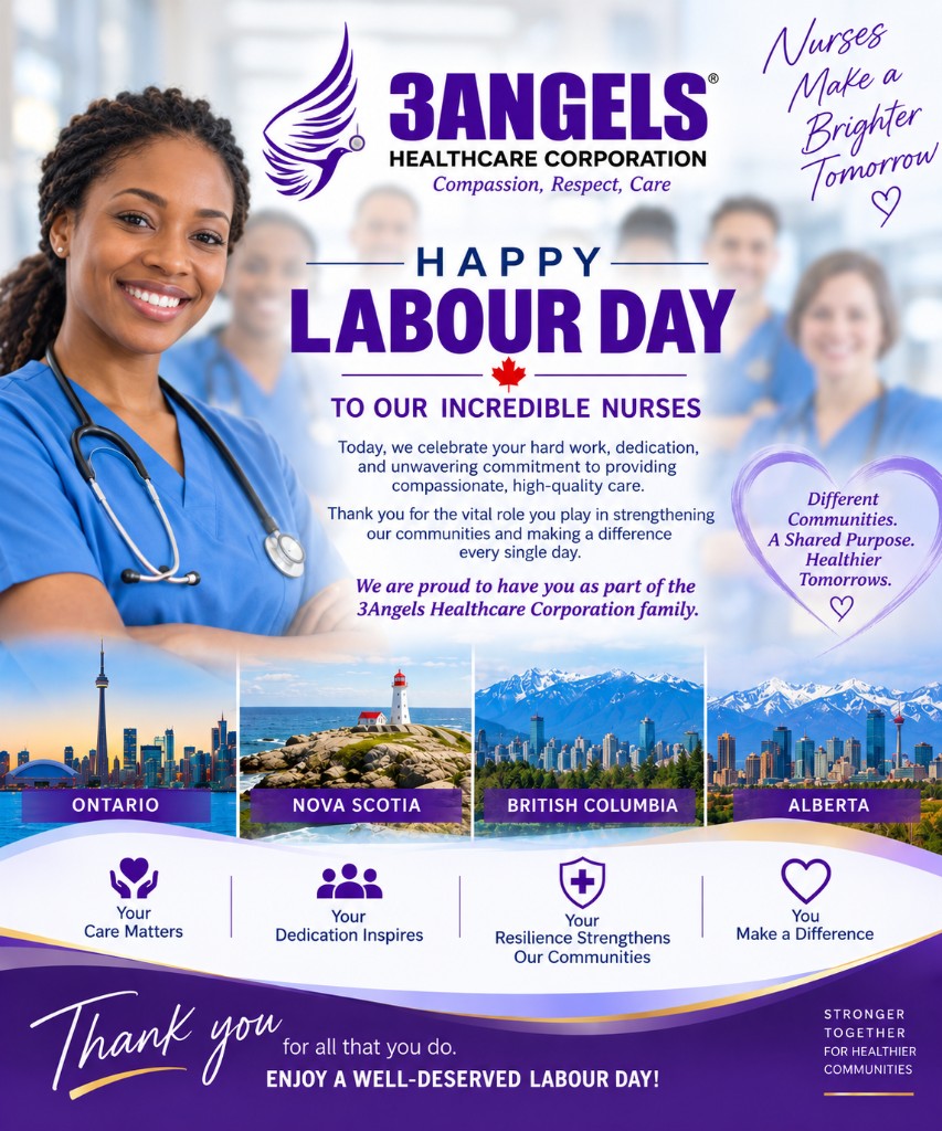 Happy Labour Day to our incredible nurses from 3 Angels Healthcare Corporation